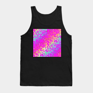 Silly Pink Worms on a String Snakes on Rainbow Background Tank Top